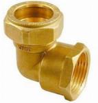 Solar Knelfitting, messing, knie koppeling 90gr, 15mm x 1/2" (knel x binnendraad)