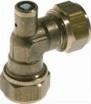 Solar Knelfitting, messing, knie koppeling 90gr met ontluchting, 15 x 15mm (knel x knel)