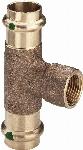 Viega Sanpress T-stuk, 15mm x 1/2" x 15mm brons (pers x binnendraad x pers)