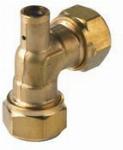 Solar Knelfitting, messing, knie koppeling 90gr met ontluchting, 22 x 22mm (knel x knel)