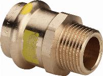 Viega Profipress rechte koppeling, puntstuk 15mm x 1/2", brons, gas (pers x buitendraad)