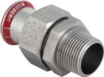 Geberit Mapress, 3D koppeling, recht, 3-delig, C-staal, met CIIR afdichtring, 22mm x R3/4" (persmof x buitendraad)