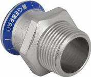 Geberit Mapress, Puntstuk, recht, 1-delig, RVS 316, met CIIR afdichtring, 22mm x R1" (persmof x buitendraad)
