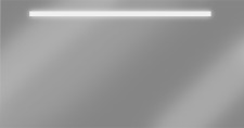 Looox M-Line spiegel met verwarming en verlichting horizontaal aan de bovenzijde. Afmeting: 1200x600mm. Kleur lijst RVS.