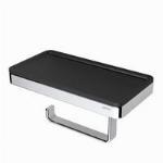 Geesa Frame toiletrolhouder met zwart planchet verchroomd messing 9188240206