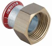 Geberit Mapress vlakke koppeling, recht, 2-delig, C-staal, met CIIR afdichtring, 22mm x G1" (persmof x wartelmoer) 25034