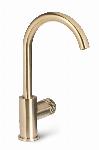 Blue Label Brondby Facet wastafelkraan C-uitloop cold start, gekartelde greep, geborsteld goud FK-0329K-BB