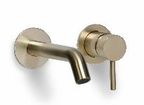 Blue Label Brondby XL wastafelkraan wand 18cm cold start incl. inbouwdeel, geborsteld goud