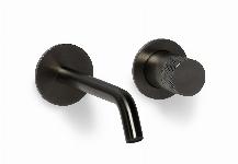 Blue Label Brondby Facet wastafelkraan wand 18cm, gekartelde greep, cold start incl. inbouwdeel, gun metal