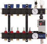 Thermrad LTV composiet vloerverwarmingsverdeler 10-groeps dubbel afsluitbaar met energiezuinige pomp en flowmeters SOL020070