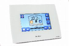 Thermrad RF(draadloos), centrale touchscreen met glazen front (wit), individuele tijd programmering voor elke kamer, max. 50 zones