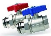 Thermrad kogelkraan set 1" tbv messing vloerverwarming verdeler
