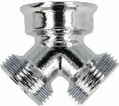 Solar Y-stuk / Broekstuk Chroom. 3/4" buitendraad x 3/4" buitendraad x 3/4" binnendraad