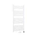 Thermrad Tone-E elektrische handdoekradiator 600W, Ronde stralingsbuis en collector, incl. aansluitsnoer, hxl 1200x550mm wit RAL9016
