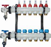 Rehau P-HKVD kunststof vloerverwarming verdeler 10 groeps zonder pomp. LxBxH 580 x 375 x 95 mm.