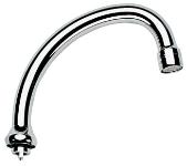 Grohe, Buisuitloop sanitairkraan, met mousseur, G3/4", 128mm hoogte, met aanslag, 140mm voorsprong J-uitloop, draaibaar, chroom
