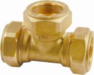 Solar Knelfitting, messing, T-koppeling knel 12mm (knel x knel x knel)