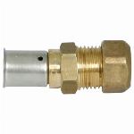 Wavin Tigris M1 overgangskoppeling met koper overloop, 16x15mm (pers x wartel)