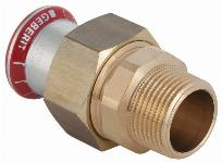 Geberit Mapress, 3D koppeling, recht, 3-delig, C-staal, met CIIR afdichtring, 15mm x R1/2" (persmof x buitendraad)