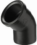 Ubbink rond luchtkanaal, kunststof, 80mm, steekeind, gladde bocht, 45�, lengte 47x50mm, insteek 50mm 0167128