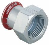 Geberit Mapress, Schroefbus, recht, 1-delig, C-staal, met CIIR afdichtring, 15mm x RP3/4" (persmof x binnendraad)
