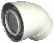 Ubbink UbiFit bocht 45� Push-Fit concentrisch 60/100 PPtl/KS wit 0229204