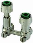 Solar Plus H-onderblok, haaks, messing, vernikkeld, 3/4" Euroconus, 3/4" Euroconus, tweepijp, hartafstand 50mm