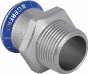 Geberit Mapress, Puntstuk, recht, 1-delig, RVS 316, met CIIR afdichtring, 22mm x R1/2" (persmof x buitendraad)