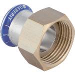 Geberit Mapress, Vlakke koppeling, recht, 2-delig, RVS 316, met CIIR afdichtring, 28mm x G1" (persmof x wartelmoer)