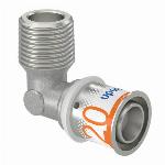 Uponor Kniekoppeling 90 graden S-press plus 20mm  x 1/2" (pers x buitendraad) messing 10 bar 1070533