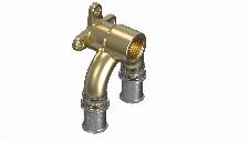Wavin Tigris M5 muurplaat met dubbele aansluiting en akoestische lekdetectie-fuctie, 16x1/2"x16 (pers x binnedraad x pers)