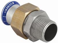 Geberit Mapress, 3D koppeling, recht, 3-delig, RVS 316, met CIIR afdichtring, 18mm x R3/4" (persmof x buitendraad)