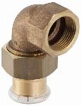 Geberit Mapress, 3D koppeling haaks, 90 graden, 3-delig, brons, met CIIR afdichtring, 28mm x RP1" (persmof x binnendraad)
