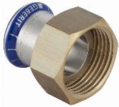 Geberit Mapress, Vlakke koppeling, recht, 2-delig, RVS 316, met CIIR afdichtring, 15mm x G3/4" (persmof x wartelmoer)