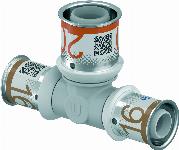 Uponor S-Press Plus PPSU pers composiet T-stuk verlopend 16x20x16mm 1039948