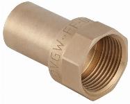 Geberit Mapress, Overgang, recht, 1-delig, brons, met CIIR afdichtring, 22mm x RP1/2" (schuifeind x binnendraad)
