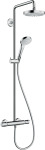 Hansgrohe Croma Select S, Douchecombinatie, 180mm hoofddouche, 400mm arm, 2jet, handdouche, thermostaat, slang, chroom/wit