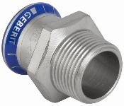 Geberit Mapress, Puntstuk, recht, 1-delig, RVS 316, met CIIR afdichtring, 15mm x R3/8" (persmof x buitendraad)