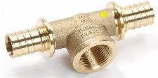 Rehau Rautitan LX+Gfitting messing T-stuk, 25 x 3/4"bi x 25mm (schuif x binnendraad x schuif)