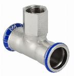 Geberit Mapress, Overgang T-stuk, 90 graden, RVS 316, met CIIR afdichtring, 12mm x RP3/8" x 12mm (persmof x binnendraad x persmof)