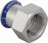 Geberit Mapress, Schroefbus, recht, 1-delig, RVS 316, met CIIR afdichtring, 28mm x RP1/2" (persmof x binnendraad)