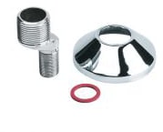 Bonfix, S-koppeling met rozet, 17,5mm, grote sprong, 3/8" x 3/4" (buitendraad x buitendraad), messing, chroom