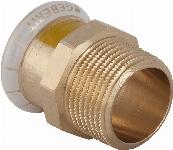 Geberit Mapress, Puntstuk, gas, recht, 1-delig, koper, met HNBR afdichtring, 22mm x R1/2" (persmof x buitendraad)