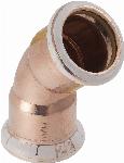 Geberit Mapress, Bocht, gas, 45 graden, 1-delig, koper, met HNBR afdichtring, 22mm x 22mm (persmof x persmof)