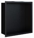 Looox inbouwnis RVS 30 x 30 cm met flens, met deur, diepte 7 cm, mat zwart