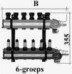 Nathan SBK 4100 vloerverwarming verdeler, kunststof: 355x445x120mm, 3/4", 6 groepen (zonder pomp, debiet 60 - 250 l/h)