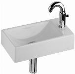 Geberit Diedro fontein bak links, kraangat rechts 40x23cm z. overloop wit S8448000000