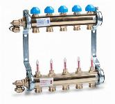 Thermrad messing Vloerverwarming verdeler 10-groeps. Inclusief eindset en flowmeters. Zonder pomp