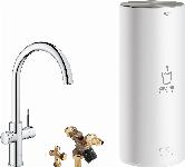 Grohe Red New Duo, Keukenmengkraan, eengreeps, 7 liter boiler, 418mm hoogte, 224mm voorsprong C-uitloop, draaibaar, chroom