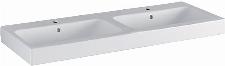 Geberit iCon dubbele wastafel 120 cm met 2 kraangaten en overloop wit 124120000